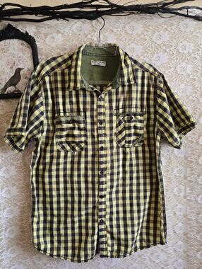 Men's Casual Button-down Shirt - Beans x Bones - Yellow - Black - Y2K - street